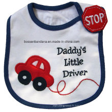 OEM Produce Customzied Mignon Design Applique Broidered Cotton Promotional Promotional Custom Baby Bib